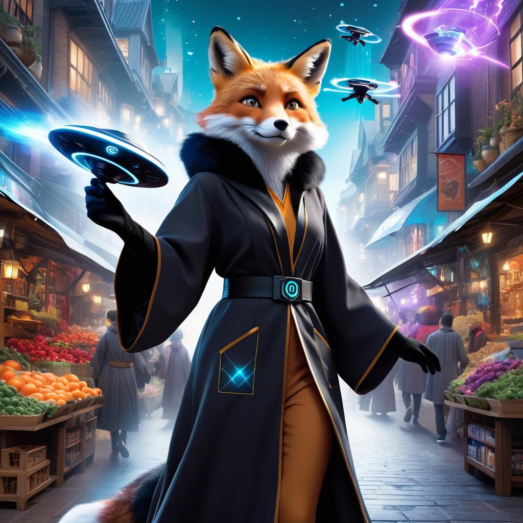 Futuristic Fox Hermione in Magical Market