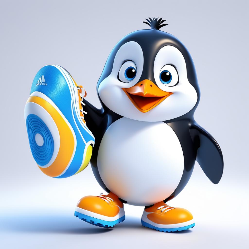 Joyful Penguin with Sports Shoe Cartoon