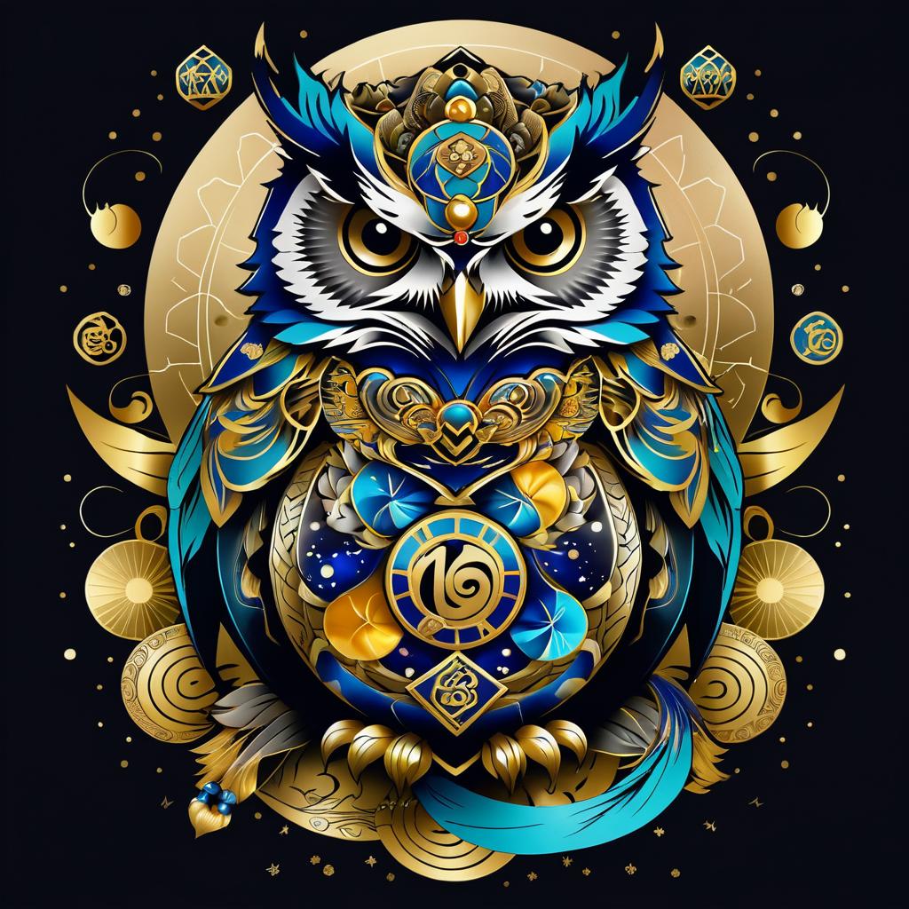 Lucky Owl Spaceship Irezumi Tattoo Design