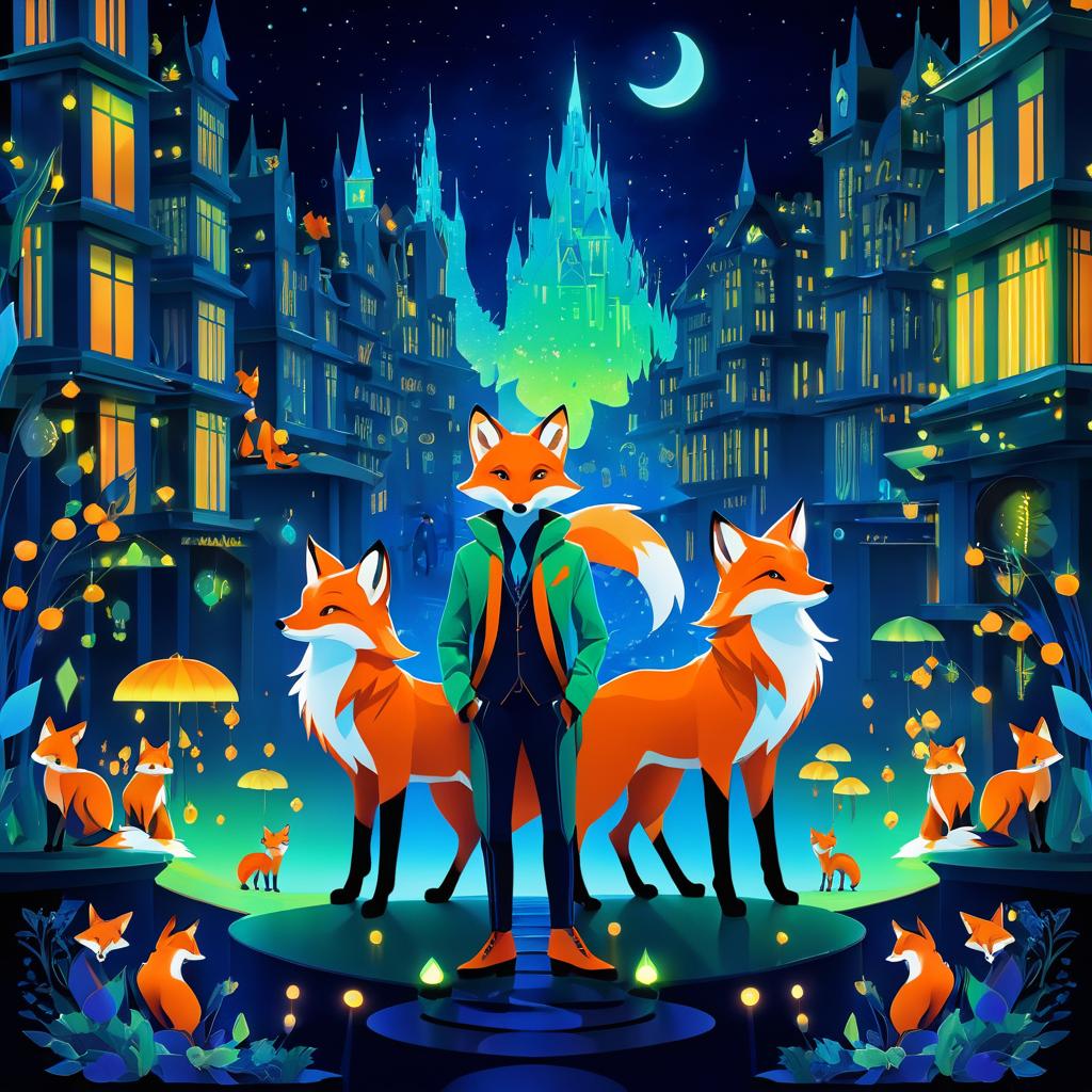 Surreal Fox-Boy Fusion in Nightlife