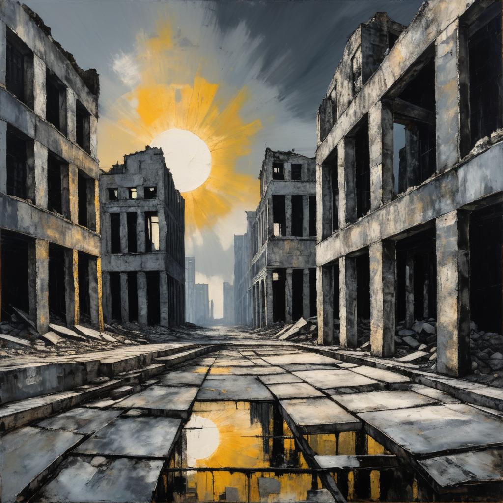 Dramatic Cityscape Ruins in Expressionism