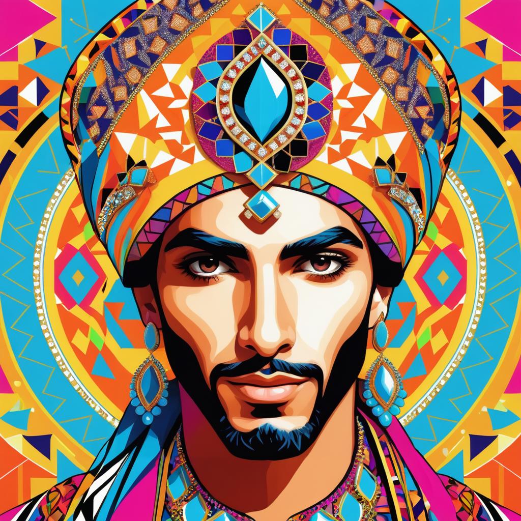 Vibrant Middle Eastern Prince in Pop Art