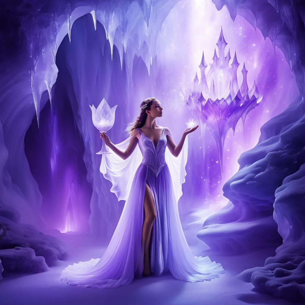 Mystical Woman in Enchanted Cave