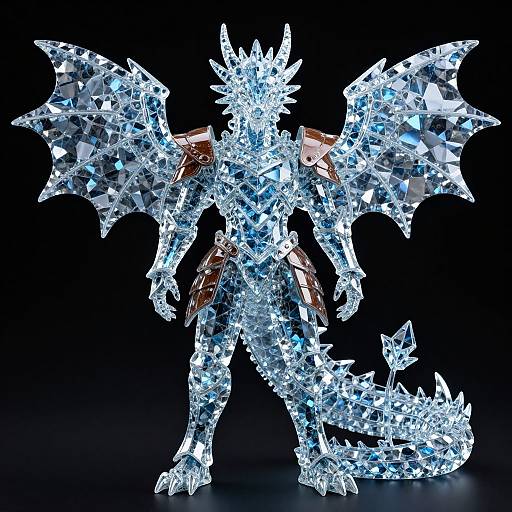Hyper-Realistic Azure Crystal Dragon Armor