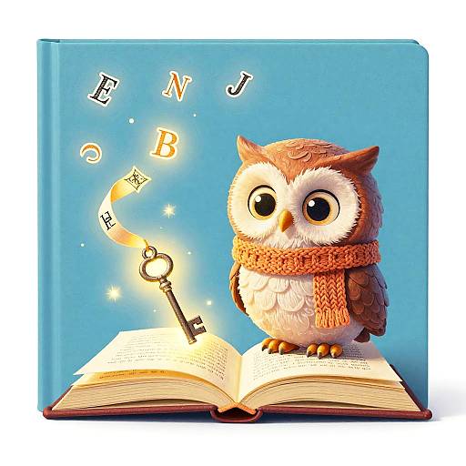 Wide-Eyed Owl with Magic Storybook
