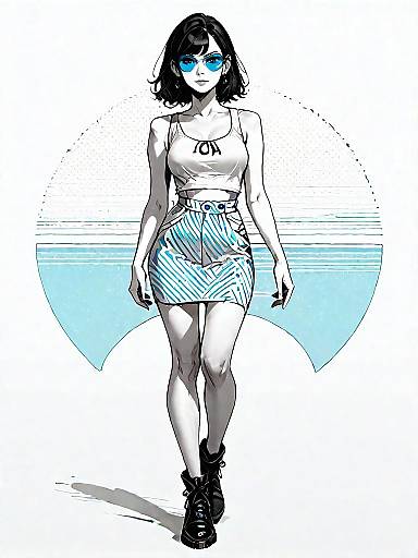 Realistic Fashion Portrait: Chevron Pencil Skirt