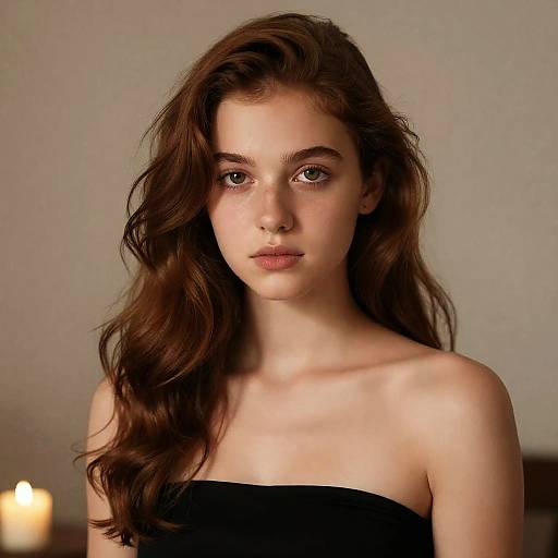 Teenage Girl with Wavy Chestnut Hair
