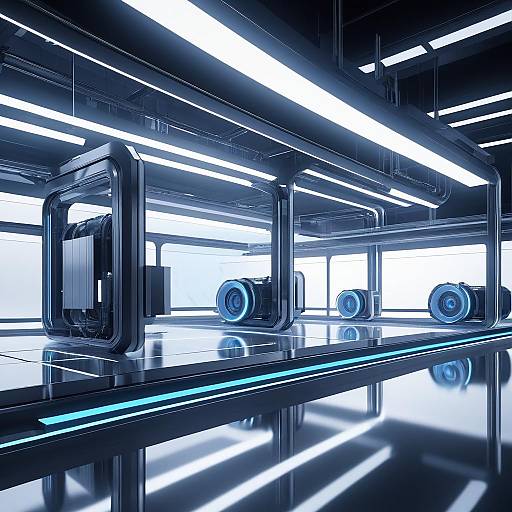 Microscopic Minimalist Futuristic Tech Room