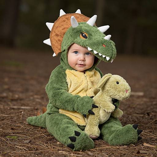 Infant in Tiny Triceratops Costume