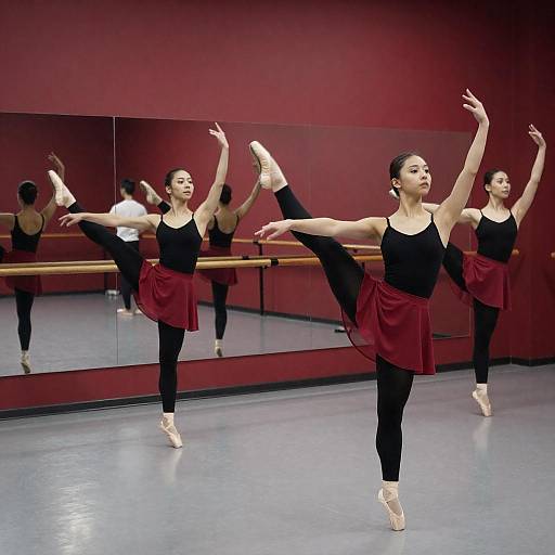 Dynamic Ballet Practice in Vibrant Studio