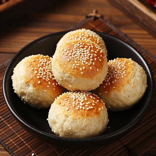 Golden Sesame Seed Buns Photography