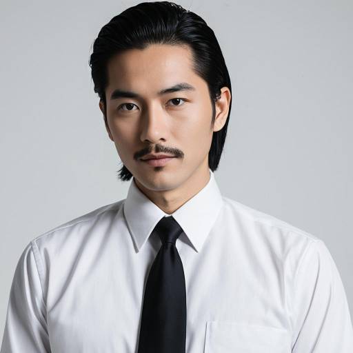 Confident Man in White Shirt and Black Tie