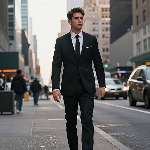 Confident Man in Stylish Urban Suit