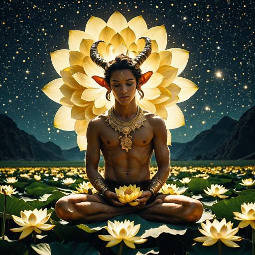 Ancient Faun Meditating on Golden Lotus