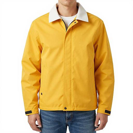 Man in Yellow Jacket and Blue Jeans
