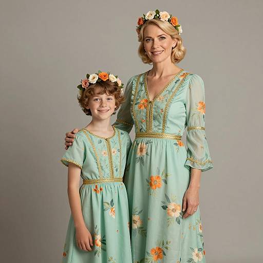 Photorealistic Mother-Son Matching Costumes