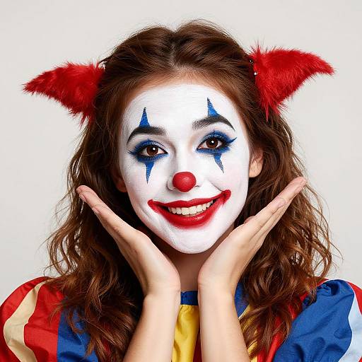 Cheerful Circus Clown Woman Portrait