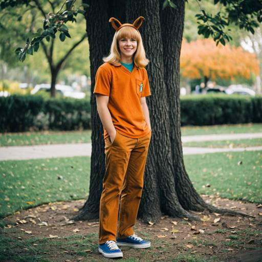 Young Man in Orange Scooby-Doo Costume Outdoors