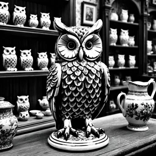 Antique Porcelain Owl Figurines in Shop