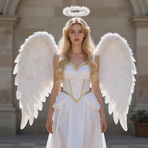 Elegant Female Angel in Ethereal Setting