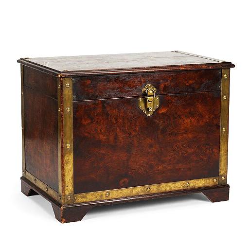 Vintage Wooden Chest with Brass Accents