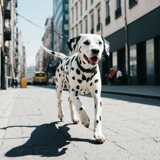Dalmatian Dog Running in Urban Street