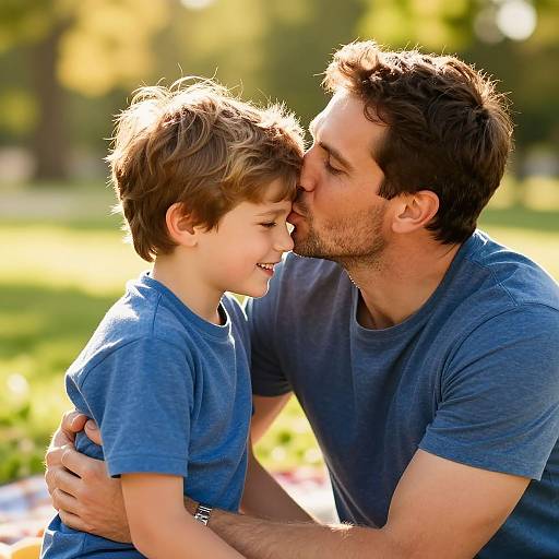Tender Father-Son Picnic Moment