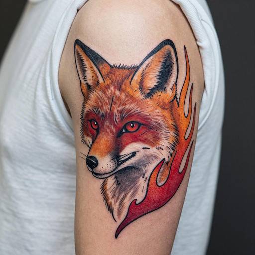 Vibrant Fox Head Tattoo Design