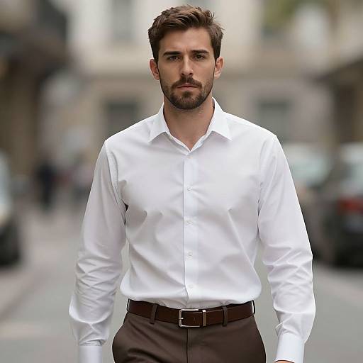 Realistic Male Portrait in White Shirt