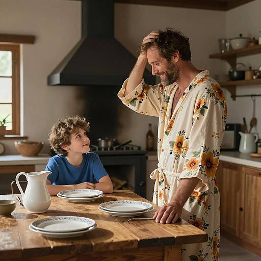 Rustic Kitchen Moments: Man and Boy