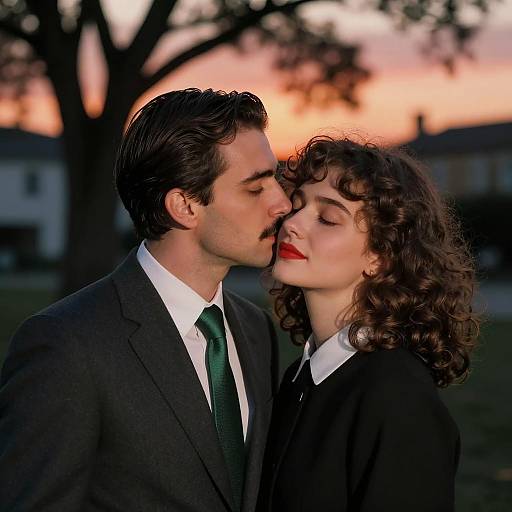 Romantic Sunset Embrace of a Couple