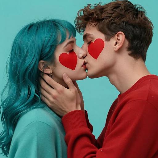 Turquoise and Red Heartfelt Embrace