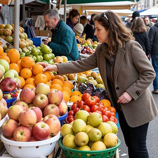 Woman Choosing Fruits at Market