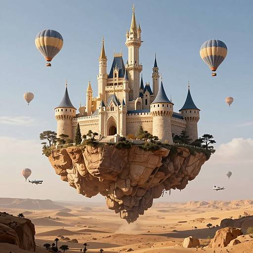 Floating Castle Over Desert Landscape