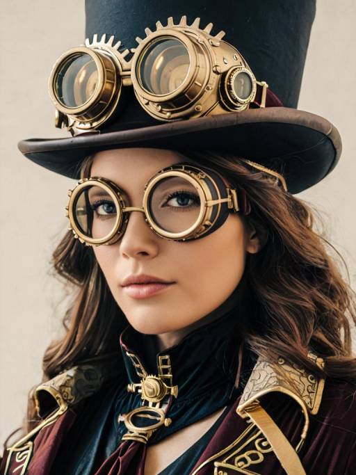 Steampunk Lady Costume Close-Up Portrait