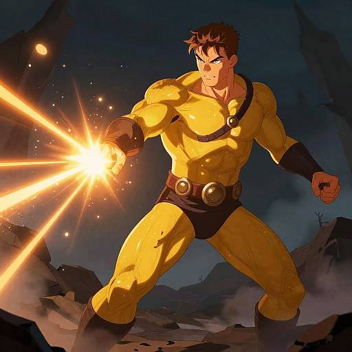 Animated Superhero Shooting Energy Beams