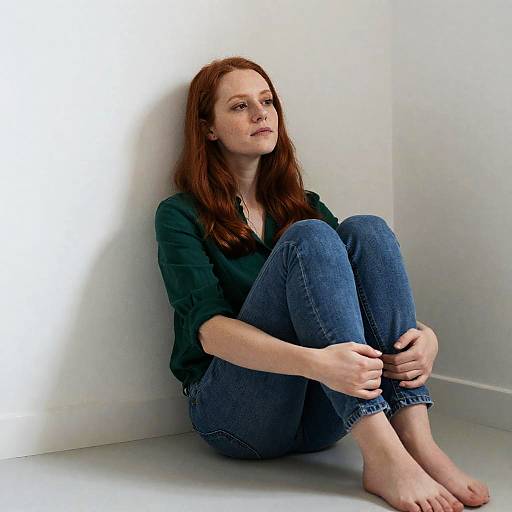 Contemplative Red-Haired Woman in Soft Light