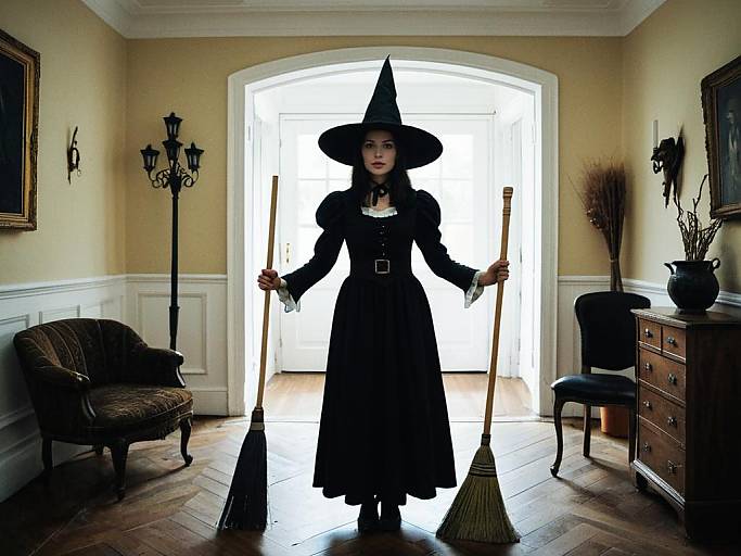 Witch Costume Face Swap Scene