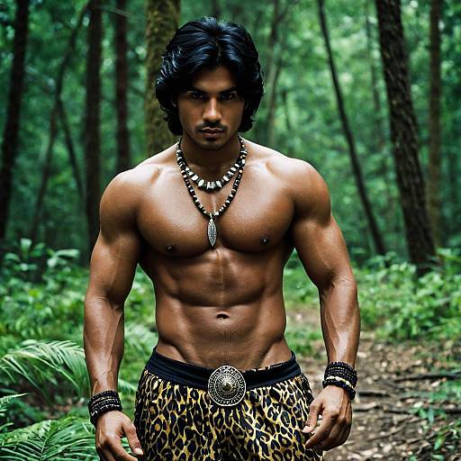 Muscular Mowgli in Nature Costume