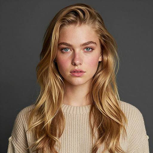 Portrait of a Young Woman in Beige Sweater
