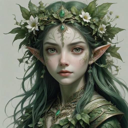 Enchanting Elf with Floral Hair Design