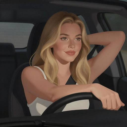 Blonde Woman Driving at Night