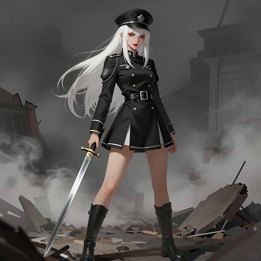 Warrior Woman in Military Style Armor