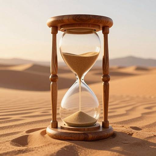 3D Wooden Hourglass in Desert