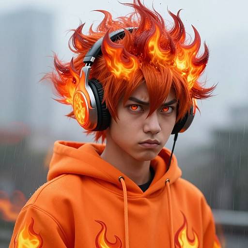 Realistic Tsuna Sawada with Flame Effects