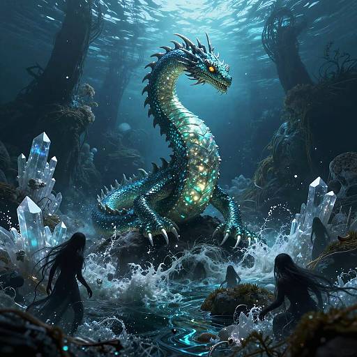 Luminescent Sea-Wyrm in Mistbound Archipelago