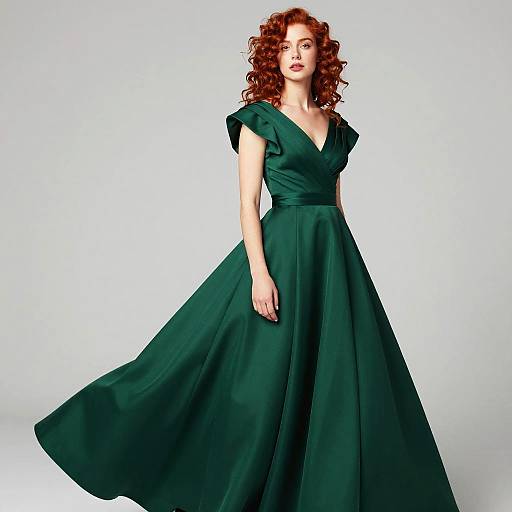 Elegant Redhead in Emerald Gown
