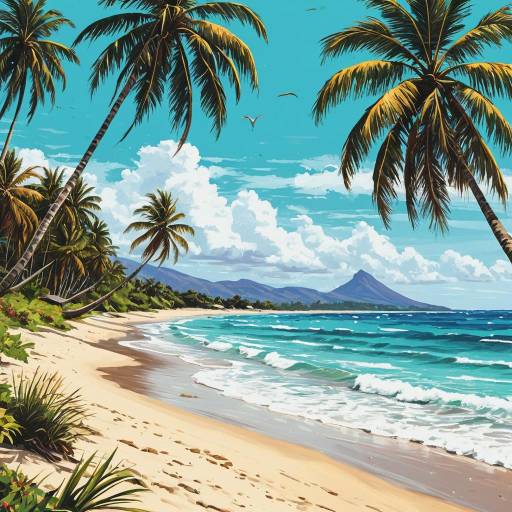 Vibrant Tropical Beach Scene at Noon
