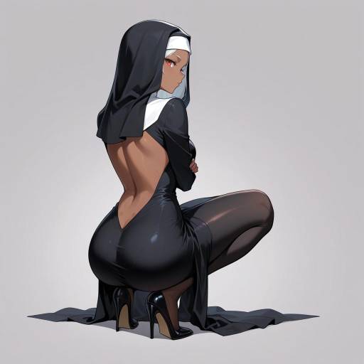 Mysterious Nun in Captivating Pose