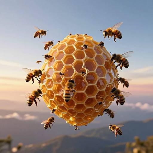 Radiant Honeycomb Citadel with Giant Bees
